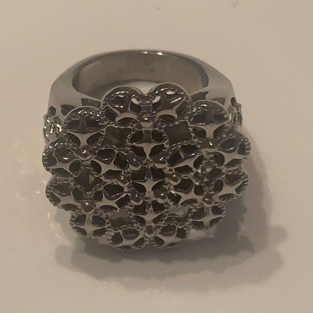 Large Statement Silver Flower Ring Size 7
